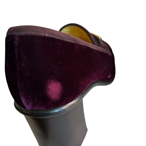 Authentic Fendi Size 36.5 Purple Velvet Heeled Logo Loafers 6.5 - Picture 8 of 9